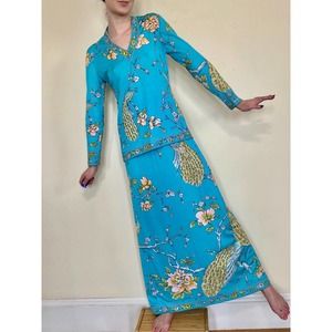 70’s Turquoise Maurice Psychedelic Peacock Set